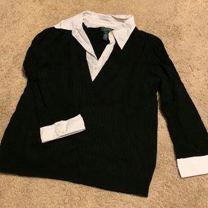 Sweater w/ Faux Buttondown